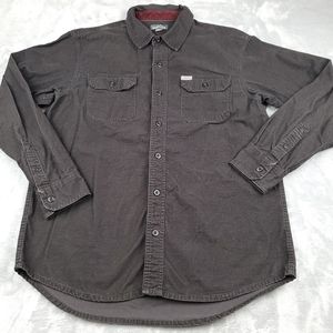 Eddie Bauer Cross Cut Cord Shirt Mens M Charcoal Button Up Long Sleeve Corduroy